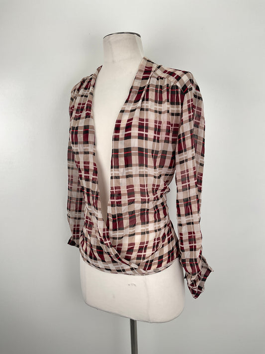 Blusa Crema De Cuadro Alfani