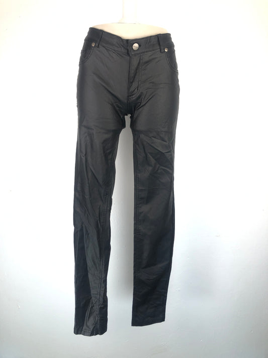 Pantalon Negro De Leder Shinesdar