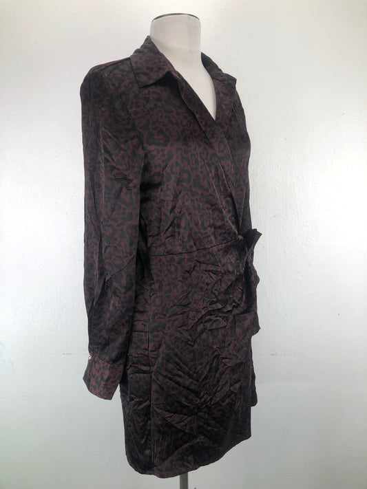 Vestido Tipo Camisero Rojo Vino de Lunares Scoop