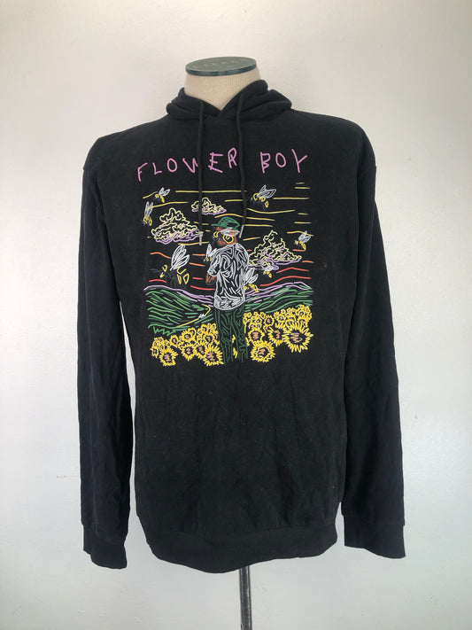 Abrigo Negro Con gorro Flower Boy