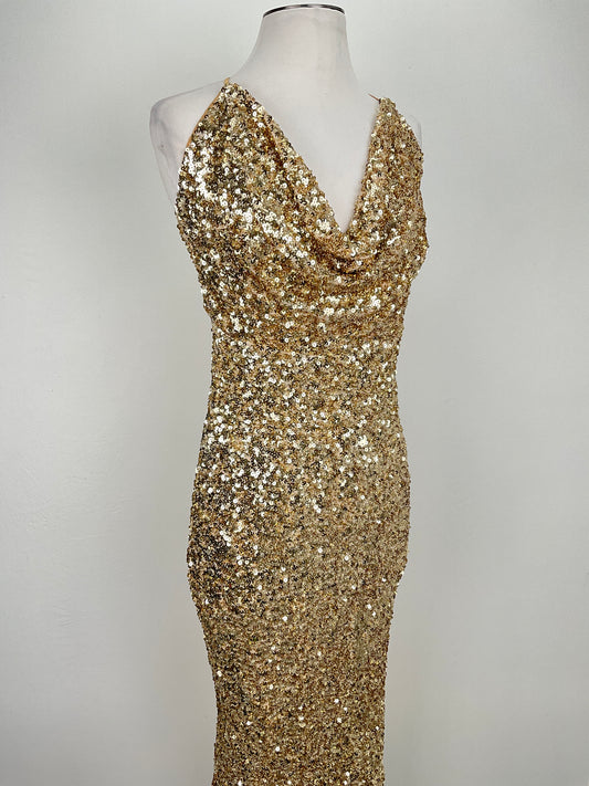 Vestido de Fiesta Dorado de Brillo Fashion Nova