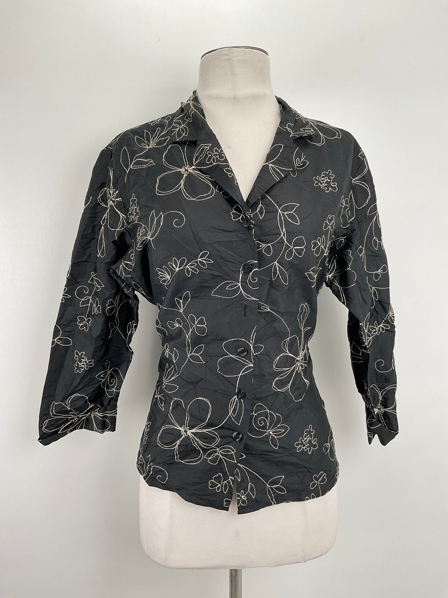 Camisa Negro Florar Anne Carson