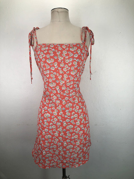 Vestido Naranja Floral Shein