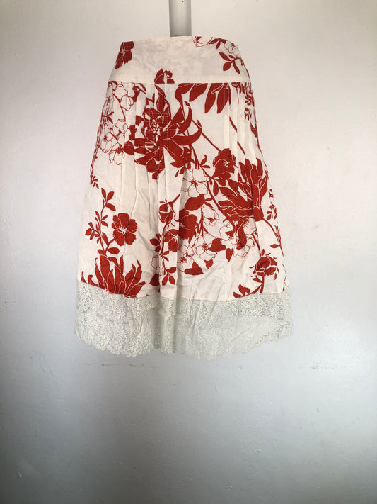 Falda Crema Floral Ann Taylor