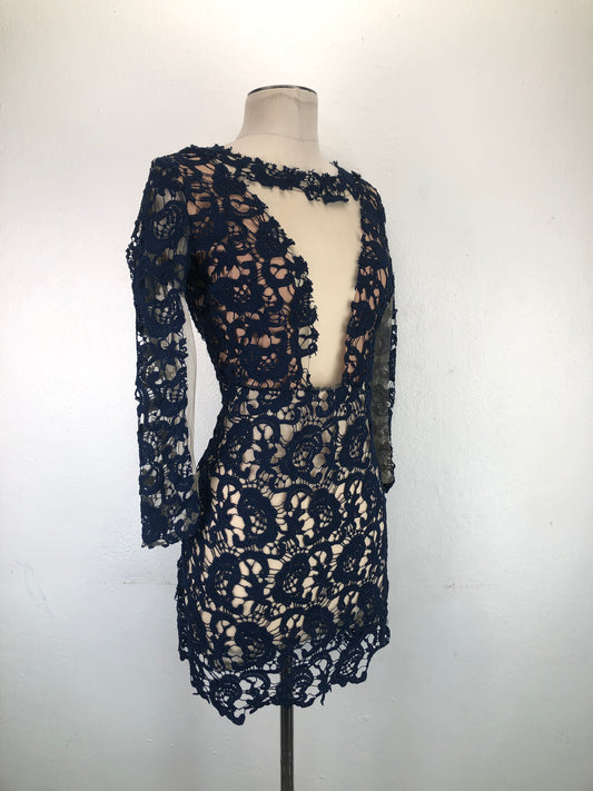 Vestido Azul marino Floral Variangis