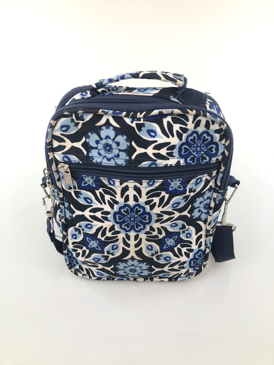 Cartera Azul Con Flores Variangis