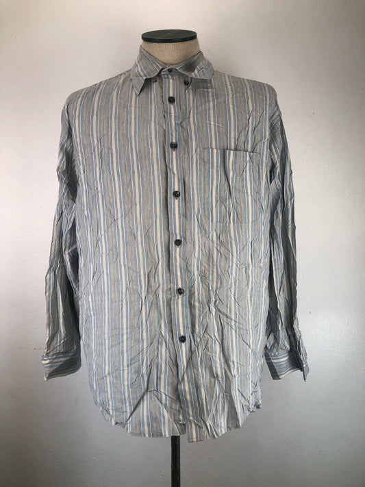 Camisa Gris De Rayas Izod