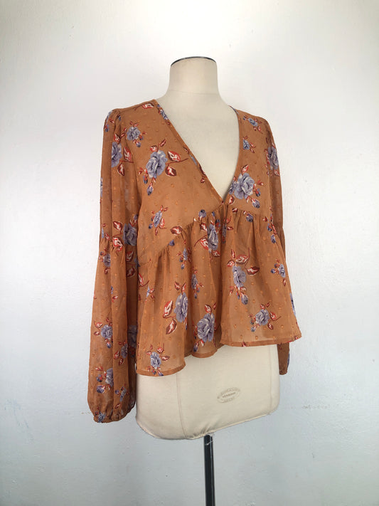 Blusa Marron De Flores Forever 21