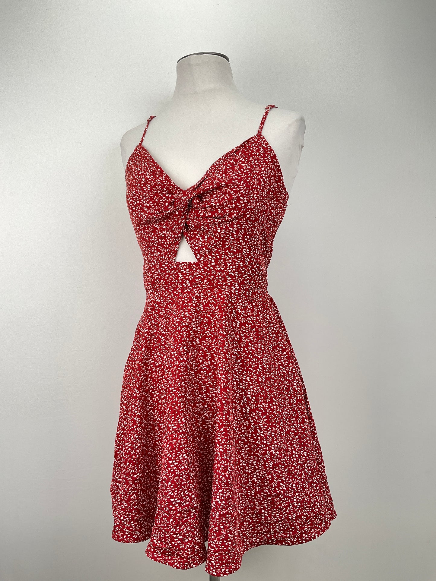 Vestido Rojo vino Floral Shein