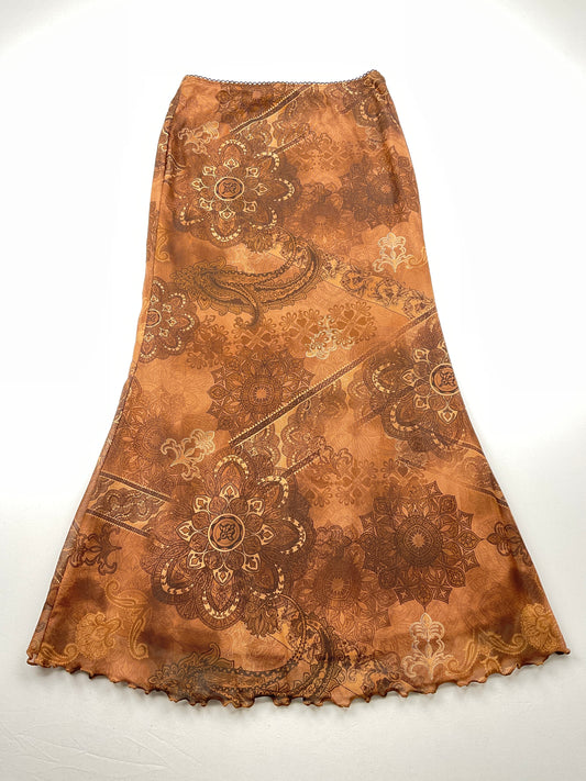 Falda Marron Floral Variangis