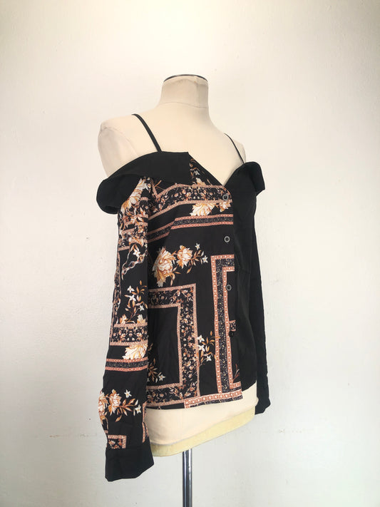 Blusa Negro Floral Shein