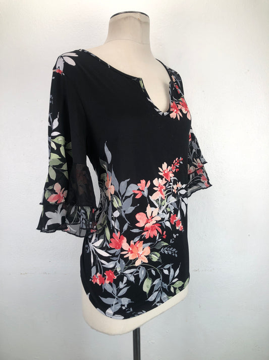 Blusa Negro de Floral Perseption