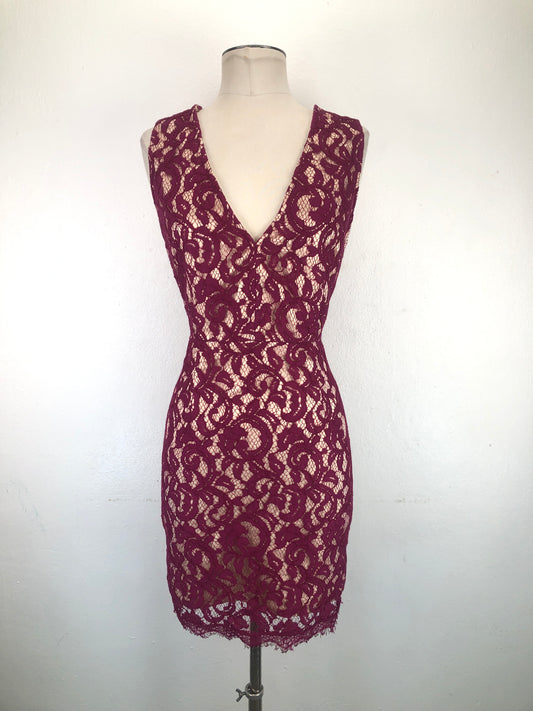 Vestido Rojo vino Floral Venus