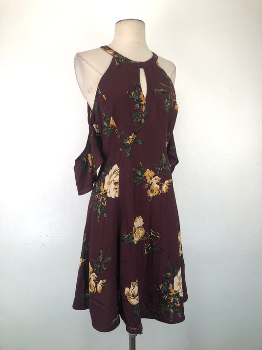 Vestido Rojo Vino Floral Miami