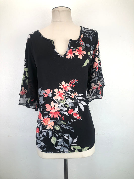 Blusa Negro de Floral Perseption