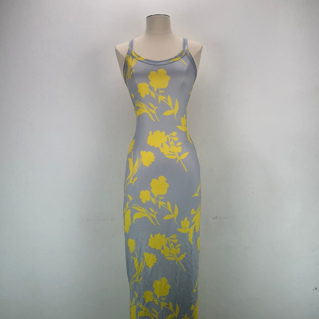 Vestido Gris de Flores Chicme