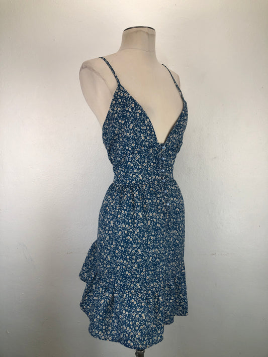 Vestido Azul Floral Shein