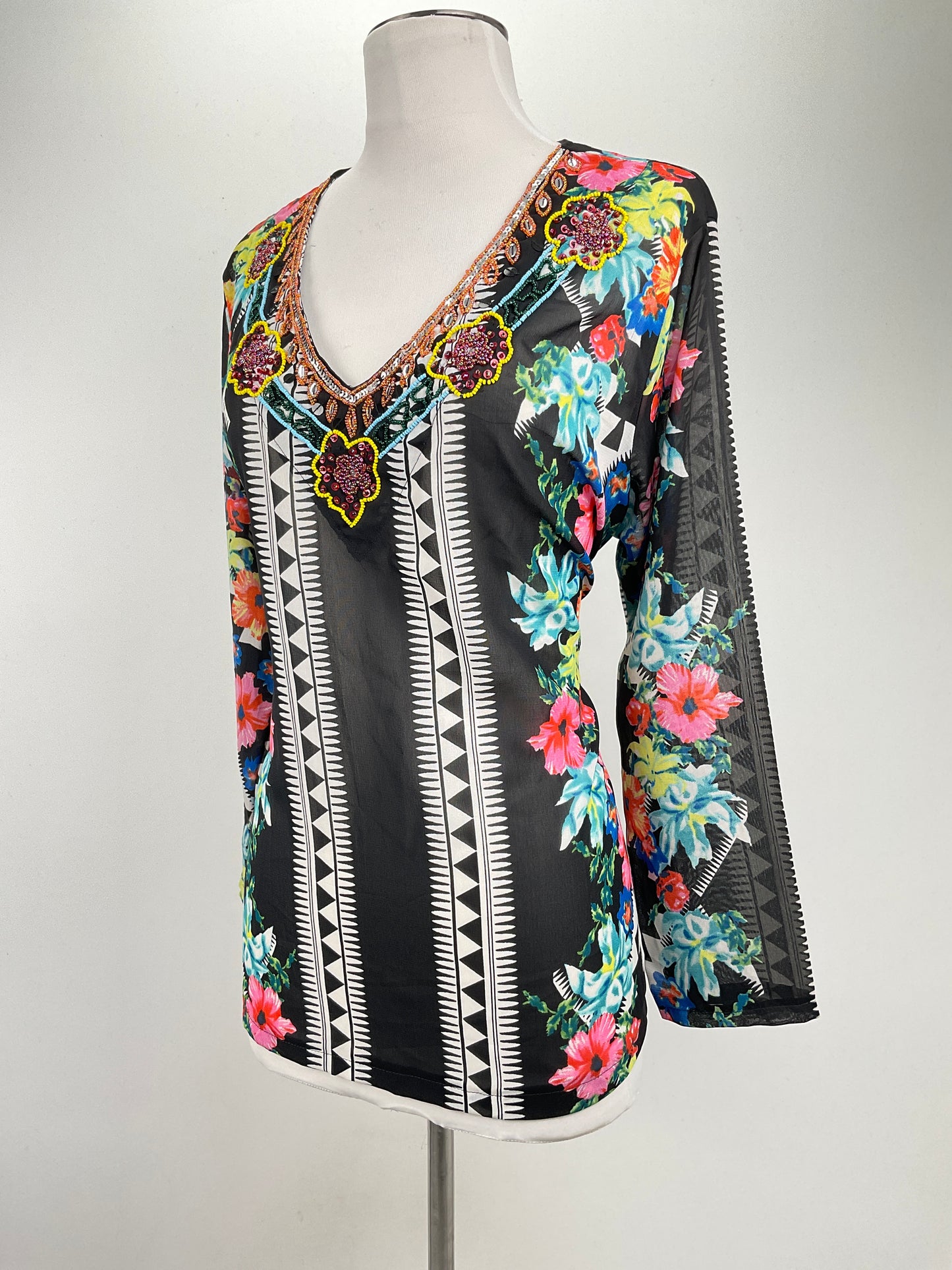 Blusa Negro Floral Grace Elements