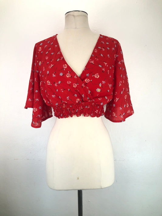 Blusa Rojo Floral Shein