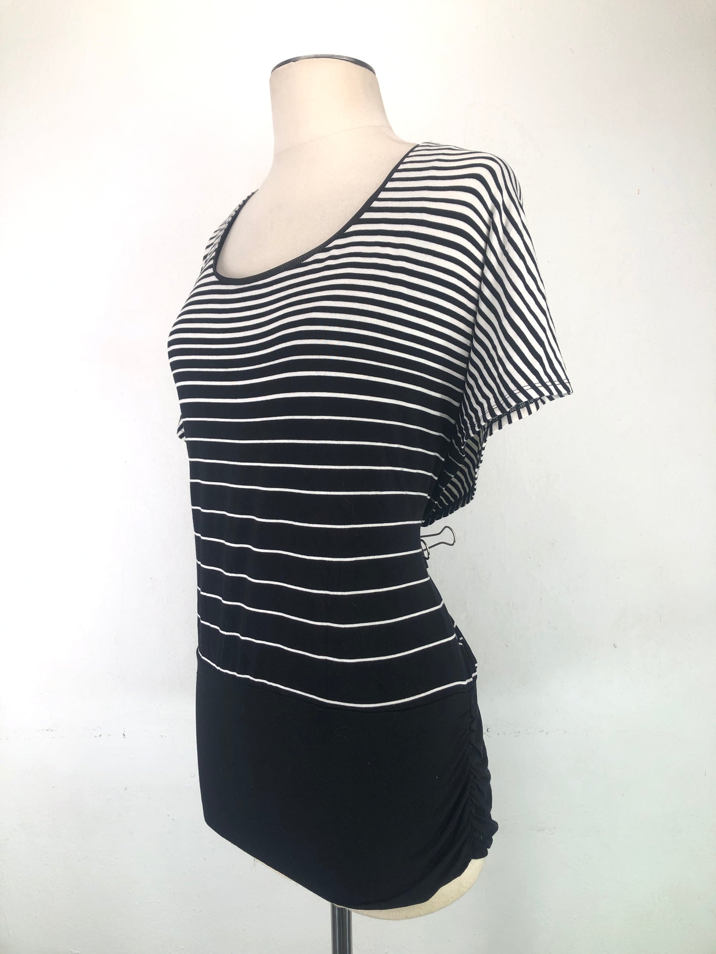 Blusa Negro de Rayas White Black
