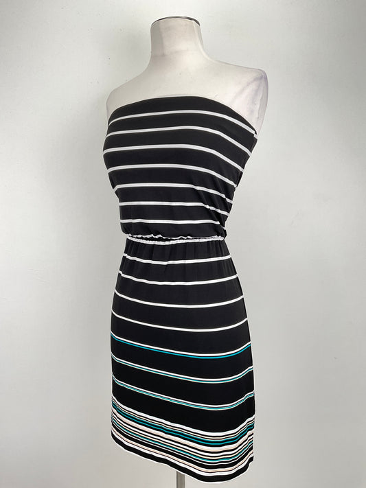 Vestido Negro De Rayas White Black