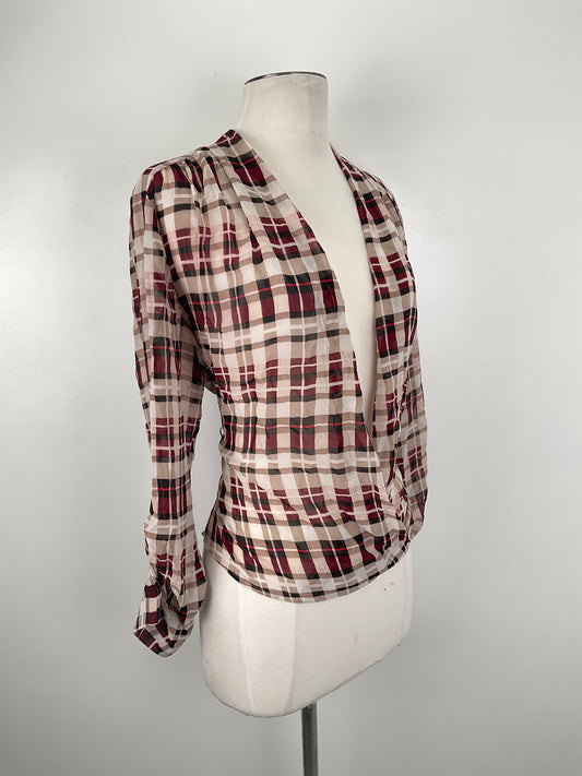 Blusa Crema De Cuadro Alfani