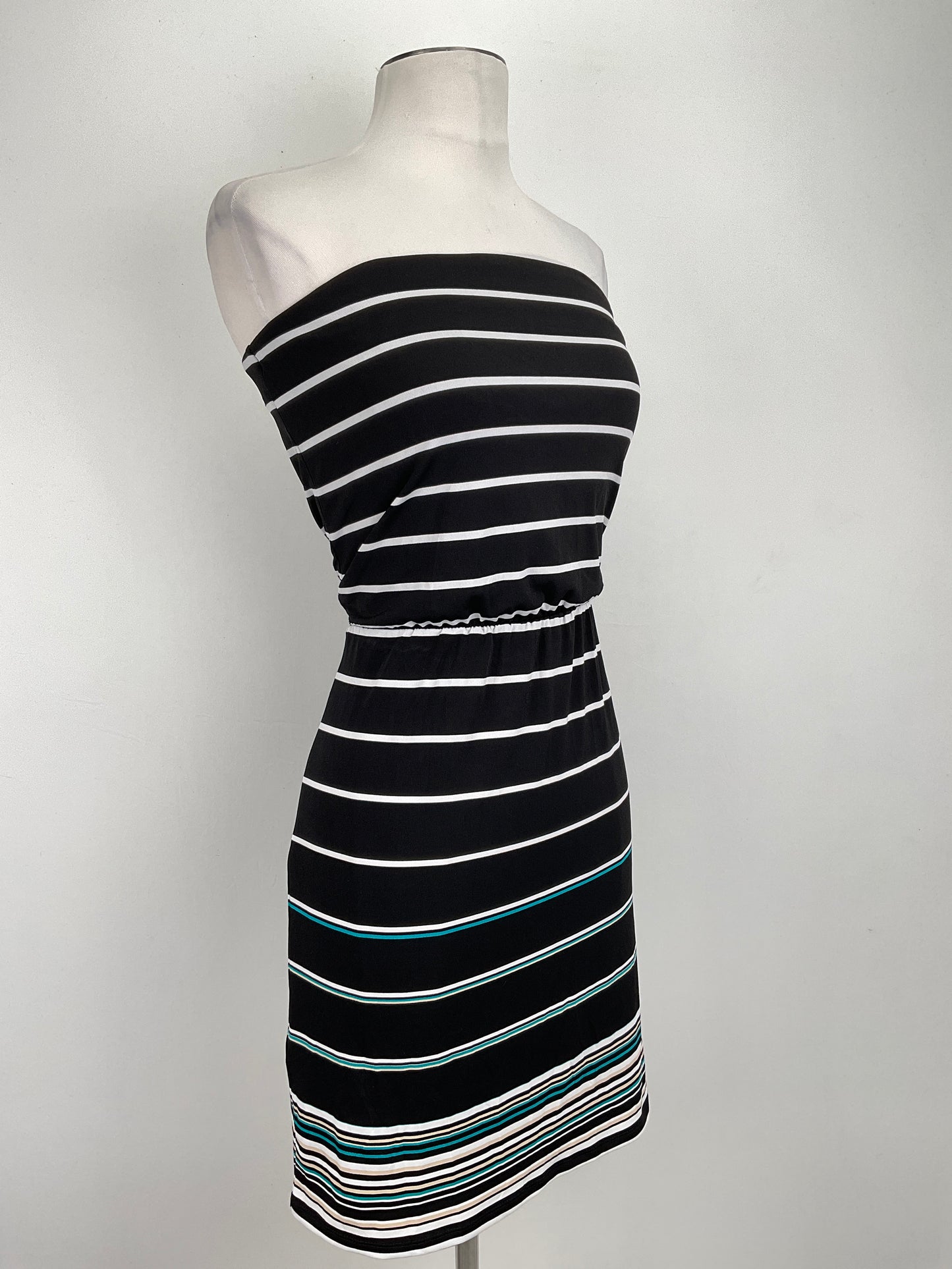 Vestido Negro De Rayas White Black