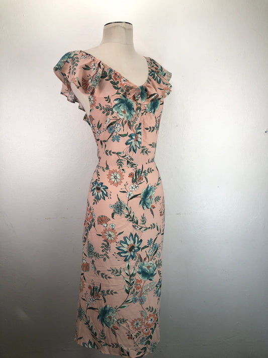 Vestido Nude Floral Loft