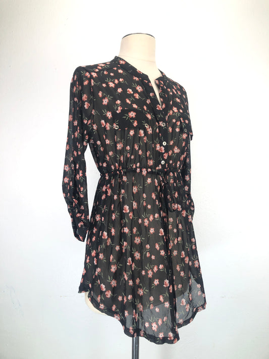 Vestido Negro De Flores Sirenlily