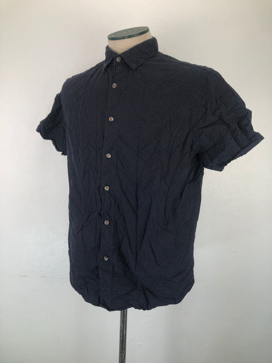 Camisa Azul marino de Lunares Demin Flower