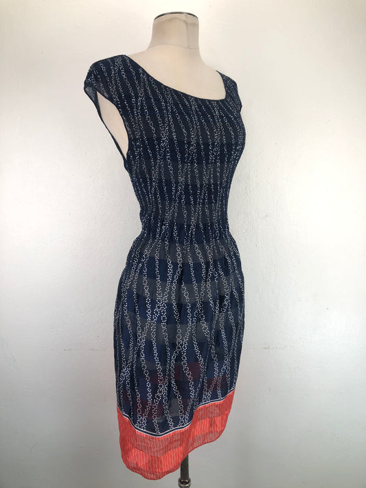 Vestido Azul Marino Lunares Max Studio