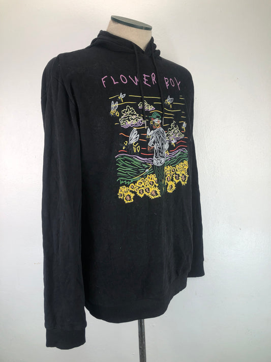 Abrigo Negro Con gorro Flower Boy