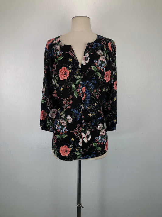 Blusa Negro de Flores Pleione