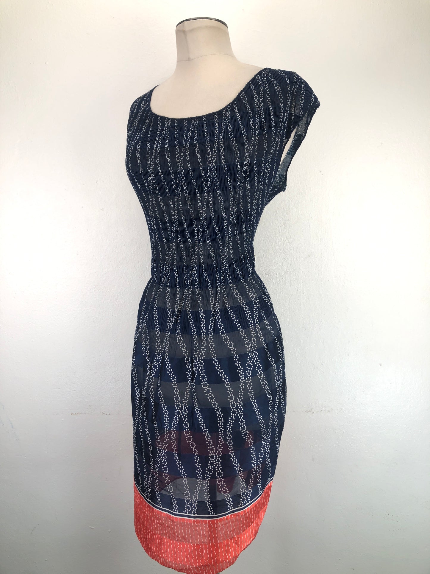 Vestido Azul Marino Lunares Max Studio