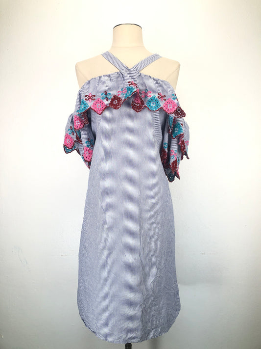 Vestido Azul Rayas Loft