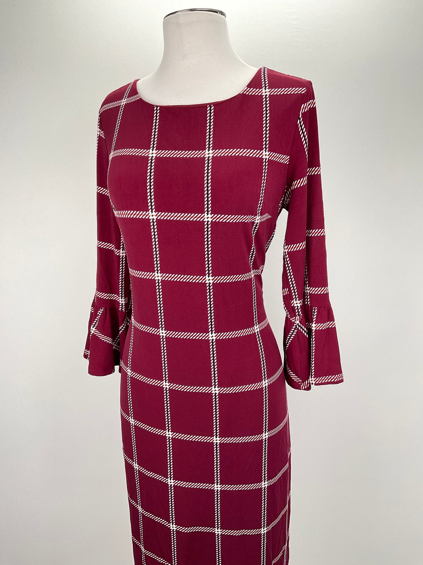 Vestido Rojo vino de Cuadro Liz Claiborne