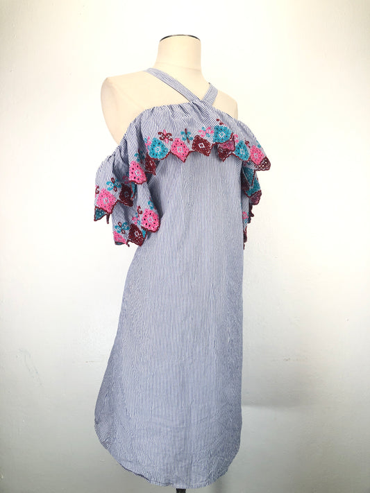 Vestido Azul Rayas Loft