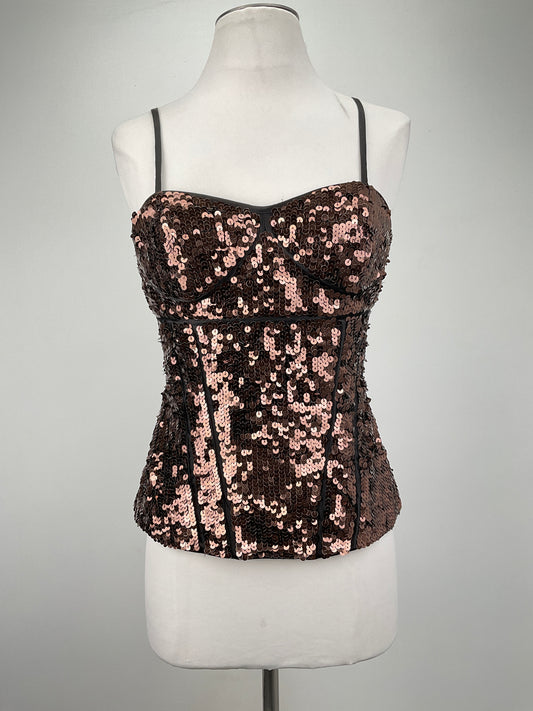 Blusa Marron de Brillo Luxe