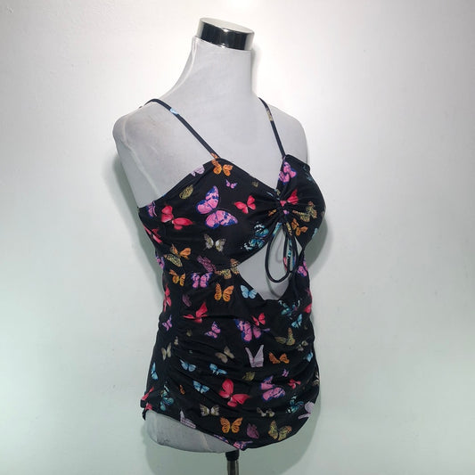 Traje de Baño Negro de Mariposas Shein