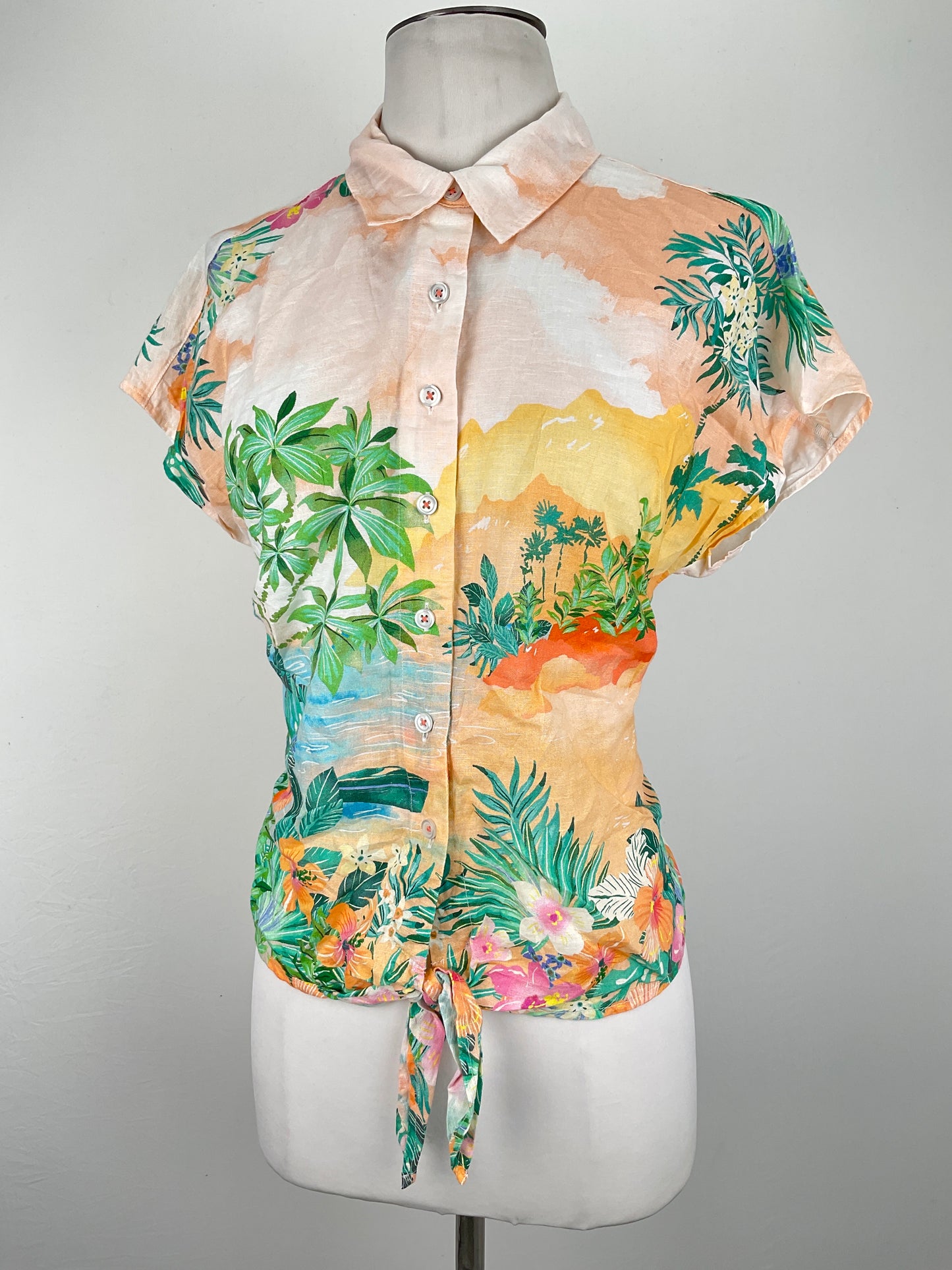 Camisa Naranja Floral Talbots
