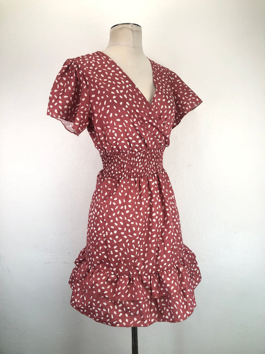 Vestido Nude De Lunares Shein