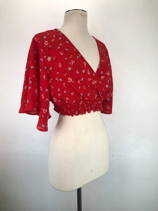 Blusa Rojo Floral Shein