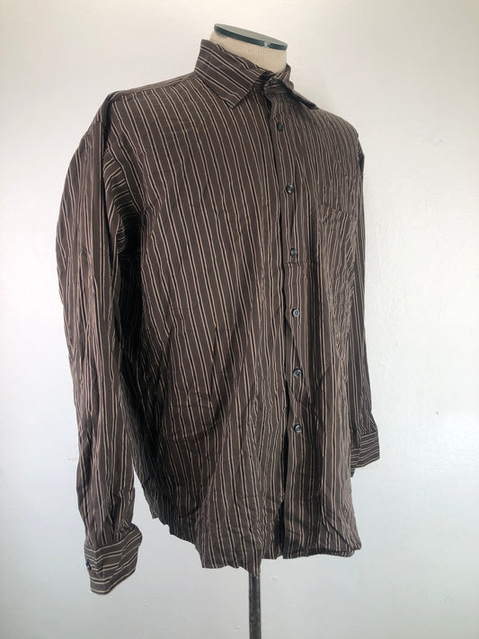 Camisa Marron De Rayas Non Iron