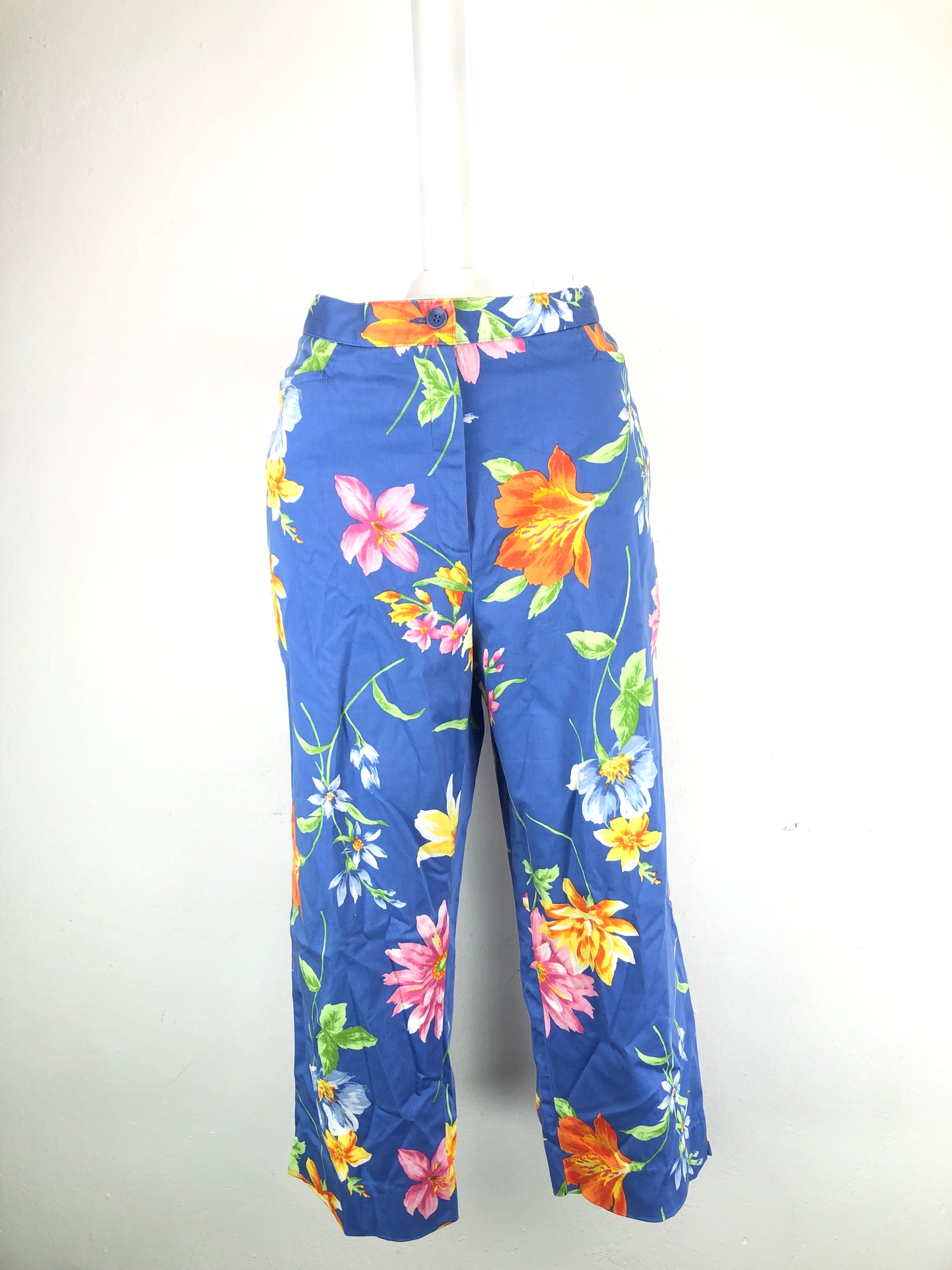 Pantalon Azul De Flores Stretch