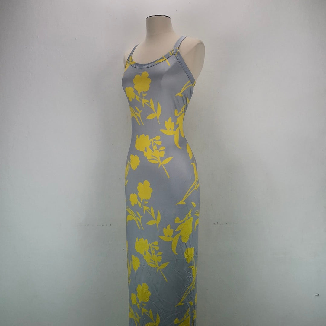 Vestido Gris de Flores Chicme