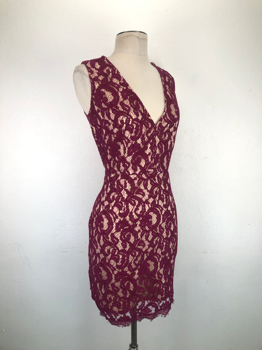 Vestido Rojo vino Floral Venus