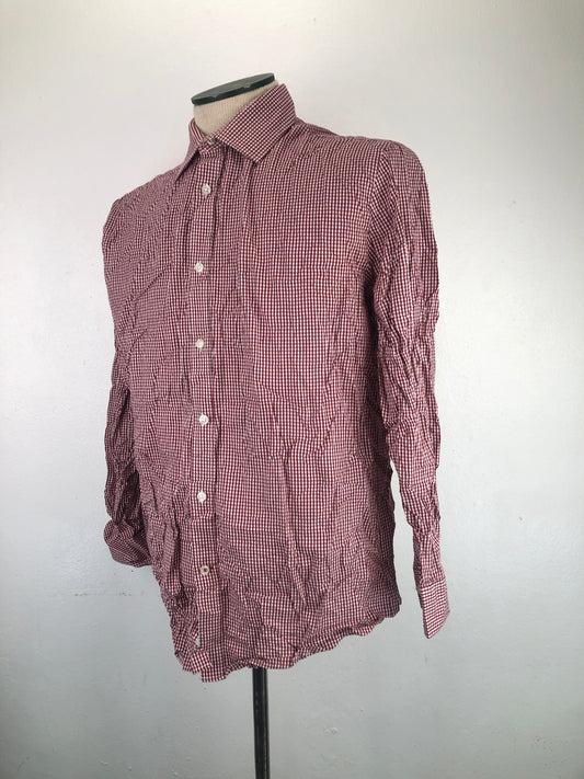 Camisa Rojo Vino De Cuadro Slim Fit