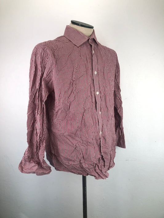 Camisa Rojo Vino De Cuadro Slim Fit