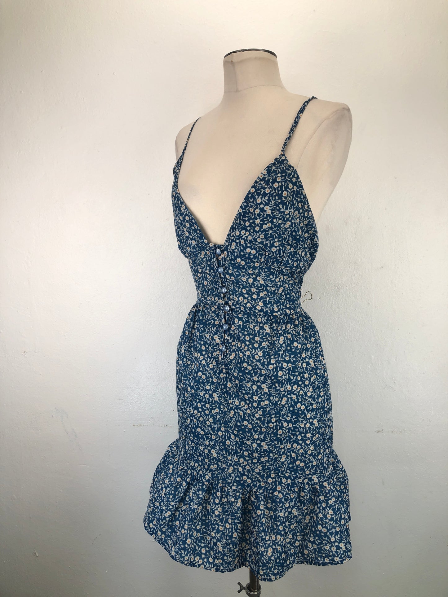 Vestido Azul Floral Shein