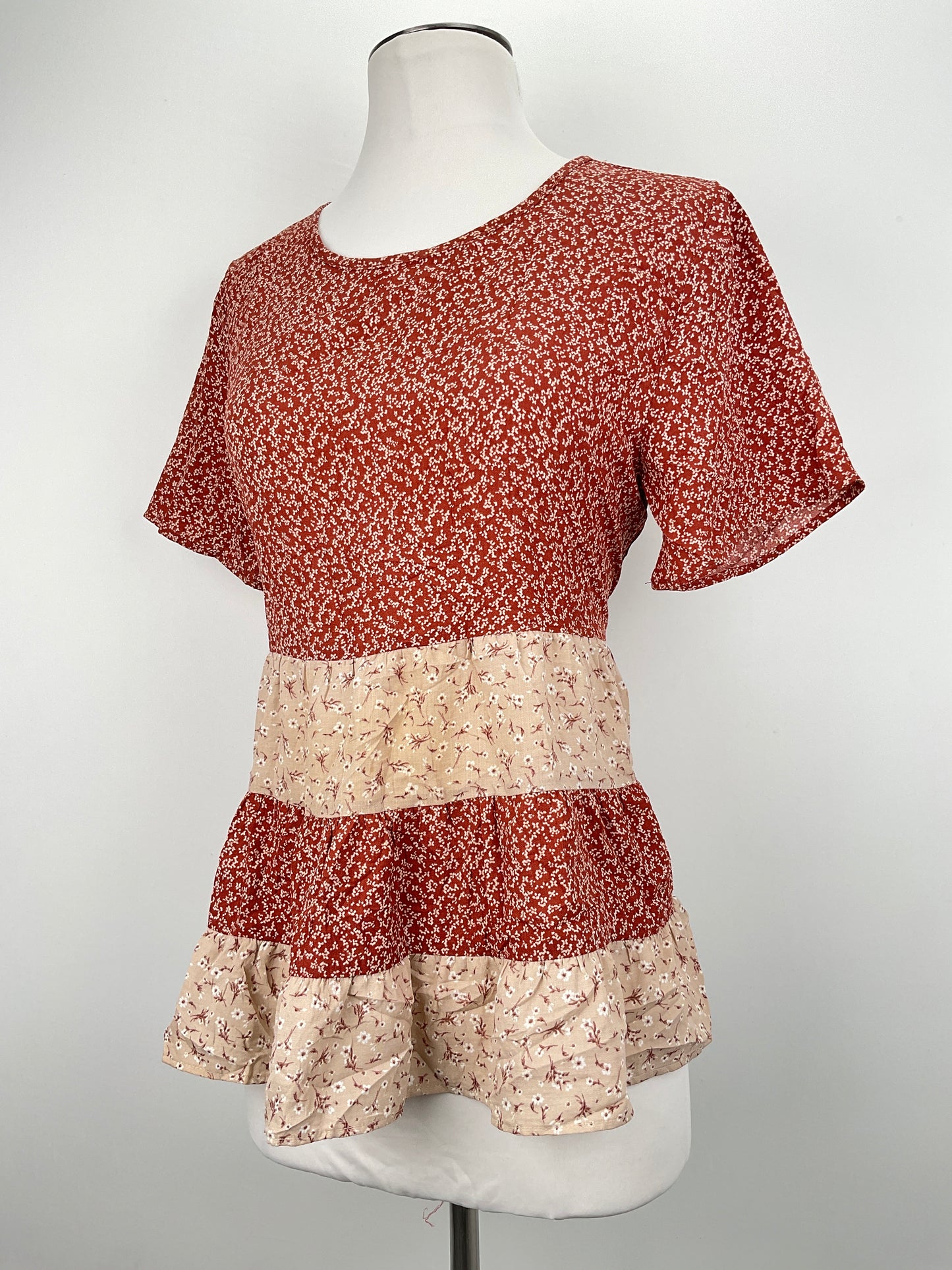 Blusa Marron Floral Paper Crane